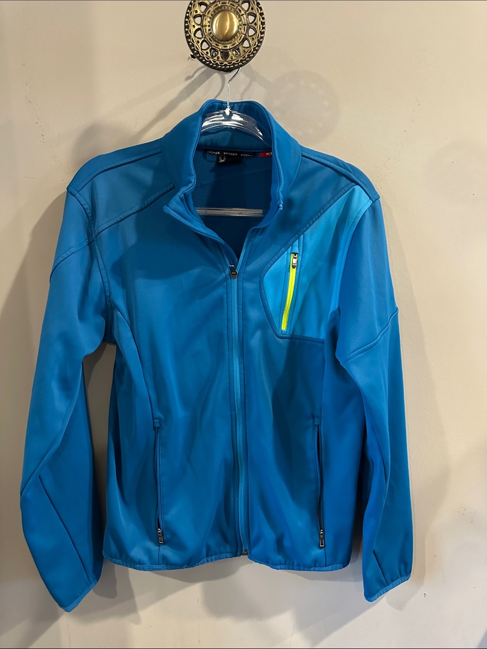 Spyder Men's Blue Jacket with Zip Chest Pocket